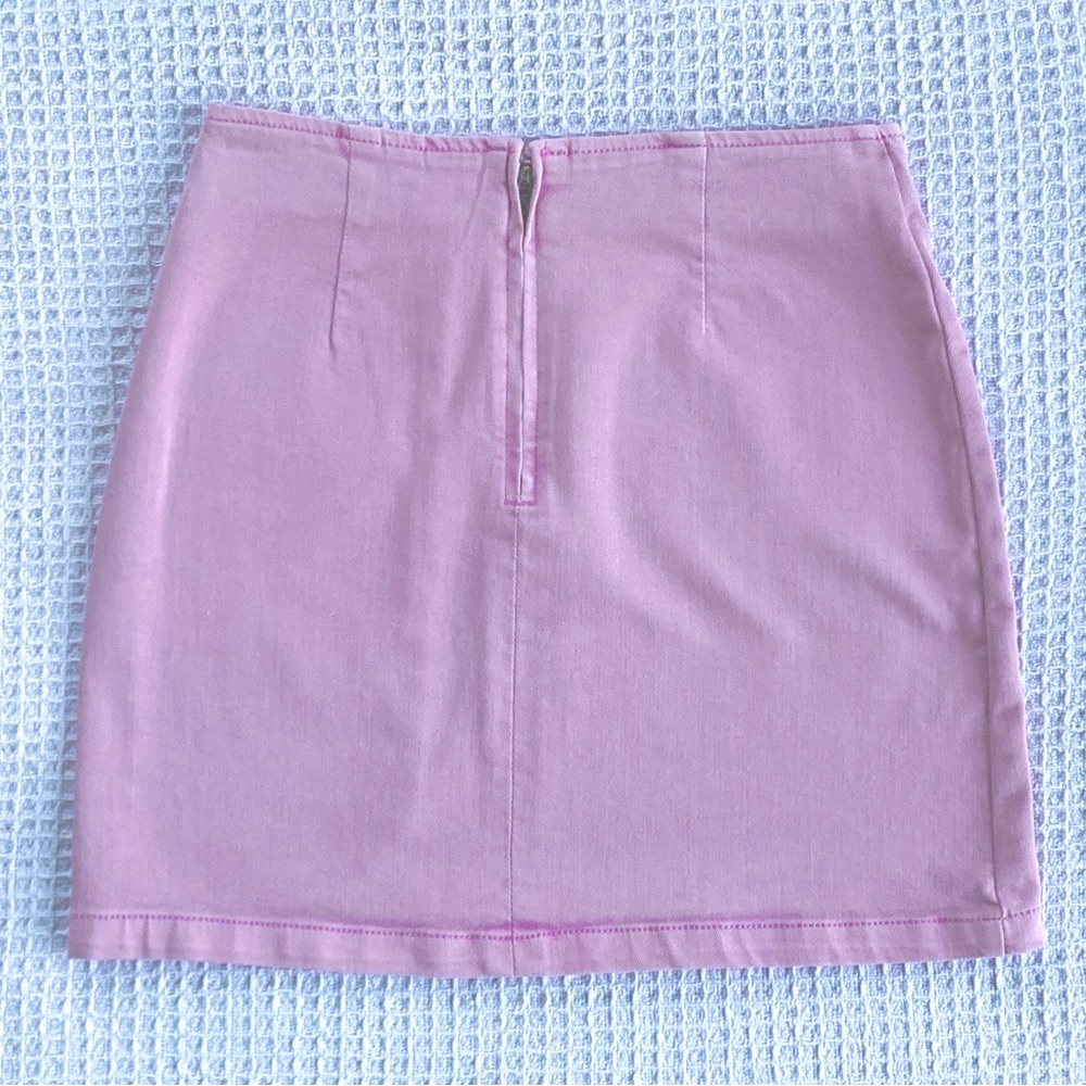 🌸 Pink high waisted mini pencil skirt. Retro/y2k style W slit, Sz small - Picture 3 of 3